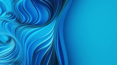 Mavi kumaş kıvrımları. Soyut kumaş büküm hareketi. 3d canlandırma canlandırması.