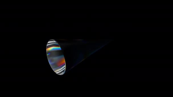 Transparent Rotating Glossy Cone Dispersion Effect Rainbow Colors Reflection Glass — Stock Video