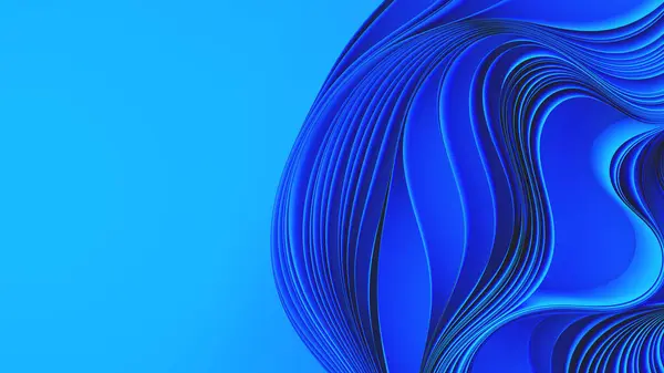 布や紙のウォーピングの青い層 抽象的な生地のねじれ 3Dレンダリングイラスト — ストック写真