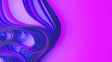 Menekşe kumaş katmanları ya da kağıt bükülmesi. Soyut kumaş bükülmesi. 3d resimleme.