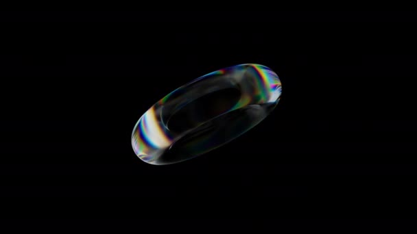Transparent Rotating Glossy Ring Dispersion Effect Rainbow Colors Reflection Glass — Stock Video