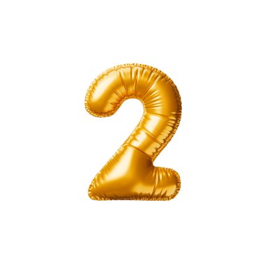 2 numaralı altın balon. 3d resimleme.
