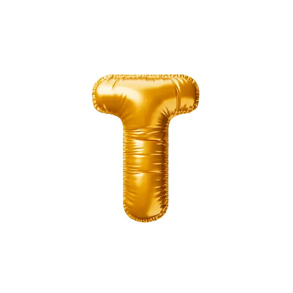金色气球字母T 3D渲染说明 — 图库照片#
