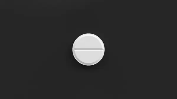 Weiße Einzelpille Isoliert Auf Schwarzem Hintergrund Tablette Pille Von Oben — Stockfoto