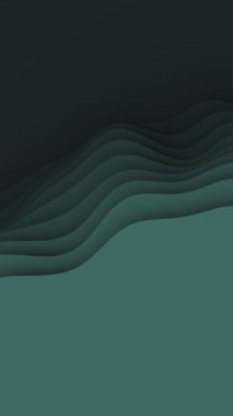 Kağıt kesiği soyut animasyon arka plan döngüsü. Üç boyutlu tidewater yeşil kağıt ustası kusursuz dalgalar. Dikey video.