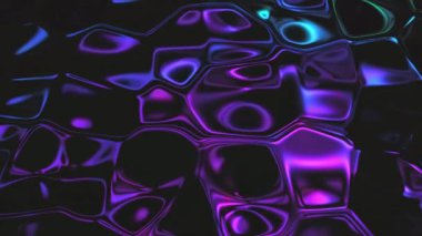 Soyut holografik yağ gürültüsü yüzey arkaplanı. Dalgalı ve dalgalı folyo yüzeyi. Ultraviyole yanardöner fon. Kusursuz döngü 4k canlandırması.