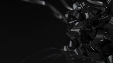 Siyah çizgili demet animasyonu çözer. Parlak koyu çizgiler açılır. 3d canlandırma canlandırması.