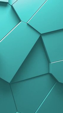 Voronoi bloklarının hareket eden ve yayılan soyut animasyonları. Minimum ışık temiz kurumsal arka plan. Üç boyutlu geometrik duvar döngü hareketi. Çokgen elementler yer değiştirme videosunu döndürüyor. Dikey video.