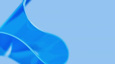 Açık mavi arka planda sığ noktalı mavi cam bükülmüş. Soyut modern cam soyut yakın plan. 3d canlandırma canlandırması