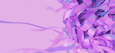 Holografik neon çizgili topa yakın çekim. Parlak parlak iplikler katlanır. 3d resimleme.