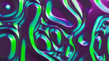 Soyut holografik neon dalgalı yüzey arkaplanı. Dalgalı ve dalgalı bir folyo. Ultraviyole yanardöner fon. Kusursuz döngü 4k canlandırması.