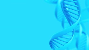 Mavi DNA çift sarmallı iplik mavi arka plan döngü animasyonunda döner. Bilim ve biyoteknoloji konsepti. 3d hazırlayıcı.