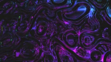 Soyut holografik yağ gürültüsü yüzey arkaplanı. Dalgalı ve dalgalı folyo yüzeyi. Ultraviyole yanardöner fon. Kusursuz döngü 4k canlandırması.