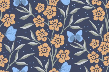 Vektör çiçek desensiz arkaplan. Arkaplan için zarif bir doku. Klasik lüks, eski moda çiçek süsü. Duvar kağıtları, tekstil ve ambalaj için pürüzsüz kumaş..