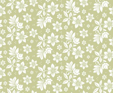 Vektör çiçek desensiz arkaplan. Arkaplan için zarif bir doku. Klasik lüks, eski moda çiçek süsü. Duvar kağıtları, tekstil ve ambalaj için pürüzsüz kumaş..