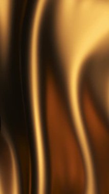 Altın rengi ipek kumaş sallıyor. 3D altın kumaş büküm ve katlanır. Dikey video.