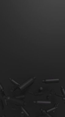 Dönen siyah kozmetik şişeleri. Yavaş soyut döngüsel canlandırma canlandırıcısı. Dikey döngü videosu.