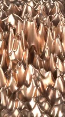 Soyut titreşimli titreyen ferromanyetik altın hareket eden sıvı. Parlak sıvı dalgalı madde. Modern nanoteknoloji metalik materyaller. 3d görüntüyü dikey oluştur.