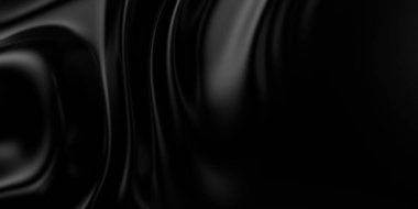 3D yumuşak siyah dalga arka planı. Koyu ipek buruşur. Zarif minimalist saten dalgalar arka planı. 3d resimleme.