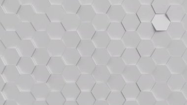 Beyaz altıgen hareket eden soyut bir yapı. Arı kovanı ızgara blokları. 3d canlandırma döngüsü.