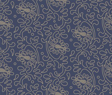 Vektör çiçek kusursuz desen elementi. Arkaplan için zarif bir doku. Klasik lüks, eski moda çiçek süsü. Duvar kağıtları, tekstil ve ambalaj için pürüzsüz kumaş..