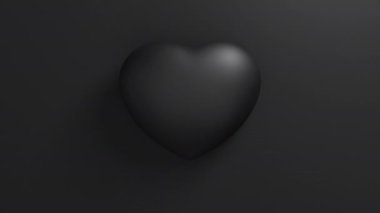 Siyah bir arkaplanda atan kara kalp. Sevgililer Günü 3D animasyon