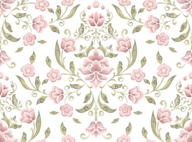 Damask kusursuz desen elementi. Vector klasik lüks, eski moda İspanyol süsü, duvar kağıtları, tekstil, ambalaj için kraliyet Victoria dönemi kusursuz dokusu. Klasik, zarif, çiçekli barok şablonu.