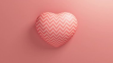 Mercan pembe testere dişli kalp mercan zemininde titreşiyor. Sevgililer Günü 3D animasyon