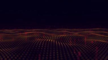 Veri akışıyla büyük veri dalgası animasyonunu özetle. Fütürist bilgi estetiği. İş dijital arka planı. 3d canlandırma canlandırması.