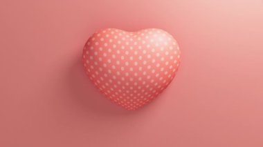 Mercan pembe noktalı kalp mercan zemininde titreşiyor. Sevgililer Günü 3D animasyon