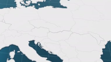 Slovakya 'nın 3 boyutlu mavi haritasının diğer beyaz ülkelerle çevrili işaretçi iğnesiyle vurgulanması. Sınırları animasyon olan Avrupa siyasi haritası. 3d hazırlayıcı.