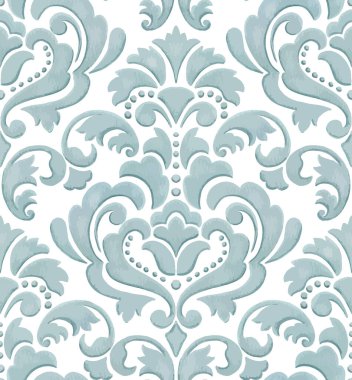 Damask kusursuz desen elementi. Vector klasik lüks, eski moda İspanyol süsü, duvar kağıtları, tekstil, ambalaj için kraliyet Victoria dönemi kusursuz dokusu. Klasik, zarif, çiçekli barok şablonu.