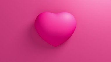 Pembe kalp pembe bir arka planda titreşiyor. Sevgililer Günü 3D animasyon