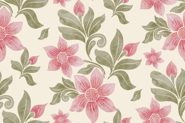 Vektör çiçek kusursuz desen elementi. Arkaplan için zarif bir doku. Klasik lüks, eski moda çiçek süsü. Duvar kağıtları, tekstil ve ambalaj için pürüzsüz kumaş..