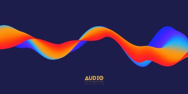 Gradyan ses dalgası soyut arkaplan. Renkli bir müzik dalgası. Vektör titreşimli sıvı sıçraması