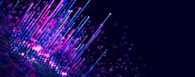 Büyük Veri Kompleksi grafiği Kuantum hesaplama evreni. Yapay zeka teknolojisinin siber uzayı. Fütürist grafik. Dijital bilgi sunumu. 3d resimleme.