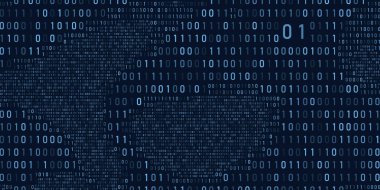 Soyut ikili kod bulut arkaplanı. Yapay zeka, veri siber alanında öğreniyor. Fütürist dijital teknoloji