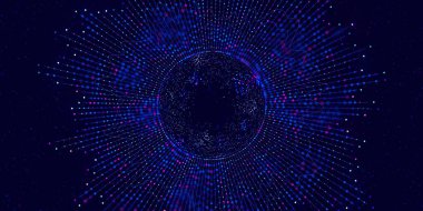 Büyük Data kompleksi yuvarlak grafik. Kuantum hesaplama evreni. Yapay zeka teknolojisinin siber uzayı. Fütürist grafik. Dijital bilgi sunumu. 3d resimleme.