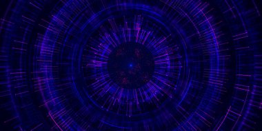 Büyük Data kompleksi yuvarlak grafik. Kuantum hesaplama evreni. Yapay zeka teknolojisinin siber uzayı. Fütürist grafik. Dijital bilgi sunumu. 3d resimleme.