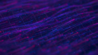 Büyük veri ışık hızı akışı. Kuantum hesaplamasının soyut dijital veri akışı. Qubit iz dalgalarının siber uzayı. Modern teknoloji bilgi iletimi