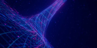 Siber solucan deliğinde soyut veri akışı. Kuantum bilgi girdabı. Dijital tekillik