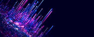 Büyük Veri Kompleksi grafiği Kuantum hesaplama evreni. Yapay zeka teknolojisinin siber uzayı. Fütürist grafik. Dijital bilgi sunumu