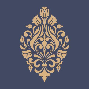 Vektör damask şablon ögesi. Çiçekli barok süs desenli tasarım. Eski Viktorya dönemi arabesk motifi