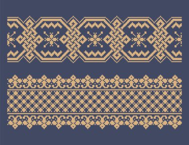 Ukrayna sınır desenli element. Blok yazdırma ya da dövme tasarımı için şablon. Çiçek geometrik dekor
