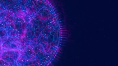 Kuantum hesaplama kubit küresel hücre çalışmasının soyut makrosu. Siber yapay zekanın atomaltı desenleri. Gelecekçi teknoloji konsepti