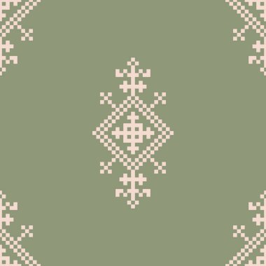 Ukrayna folklorik desensiz süslemesinin vektör çizimi. Etnik süs. Sınır elemanı. Geleneksel Ukraynalı, halk sanatı işlemeli desen - Vyshyvanka.