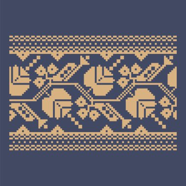 Ukrayna sınır desenli element. Blok yazdırma ya da dövme tasarımı için şablon. Çiçek geometrik dekor