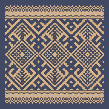 Ukrayna sınır desenli element. Blok yazdırma ya da dövme tasarımı için şablon. Çiçek geometrik dekor