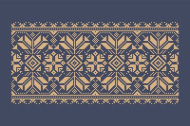 Ukrayna sınır desenli element. Blok yazdırma ya da dövme tasarımı için şablon. Çiçek geometrik dekor