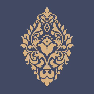 Vektör damask şablon ögesi. Çiçekli barok süs desenli tasarım. Eski Viktorya dönemi arabesk motifi